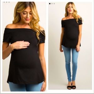 NWOT Pinkblush off shoulder black top